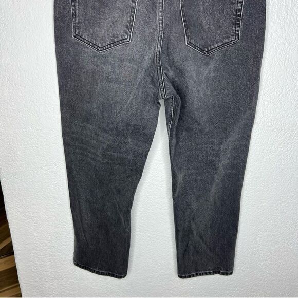 Topshop Mom Jeans Washed Black High Rise Straight Relaxed Denim Jeans Sz 34X30 - Picture 7 of 12